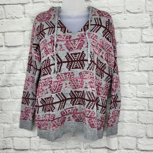 American Eagle Aztec Hooded Pullover Sweater Size Small FLAWED